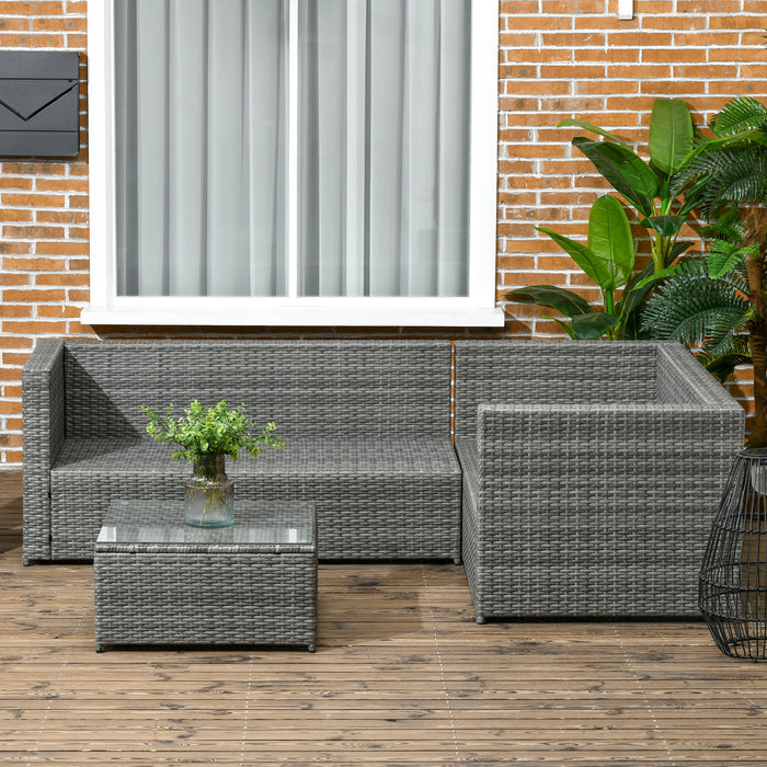 Rattan 4-Seater Sofa Set - Outdoor Patio Furniture with Coffee Table and Thick Cushions - Ideal for Garden, Deck, and Conservatory Lounging