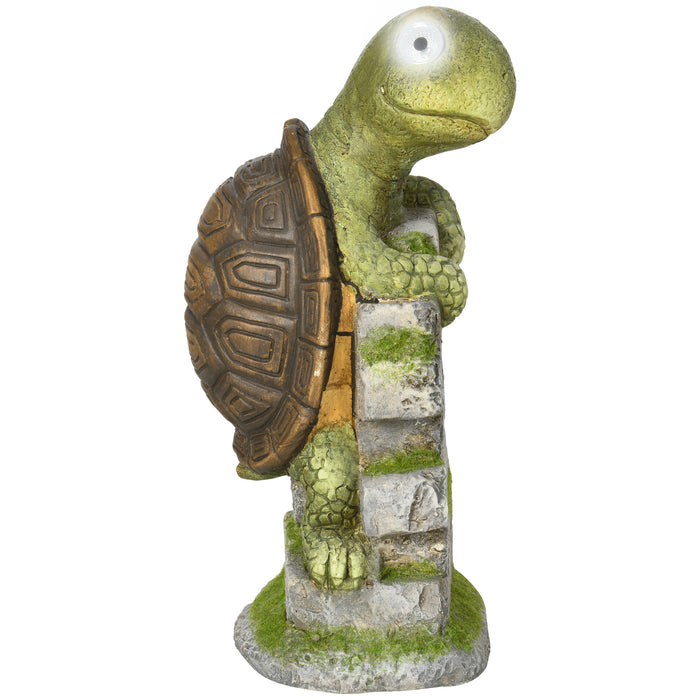 Vivid Tortoise Art Sculpture with Solar LED - Colorful Garden Decor and Nighttime Accent Light - Ideal for Porch, Deck, and Lawn Beautification