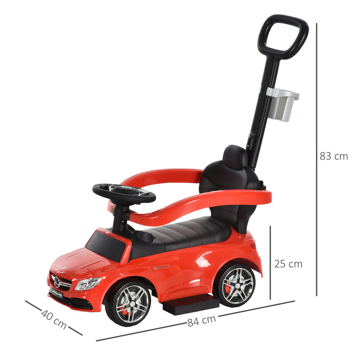 Mercedes-Benz Officially Licensed Ride-On Stroller Car - Durable Baby Push Along Vehicle for Toddlers, Red PP Material - Perfect for Ages 12-36 Months Outdoor Fun