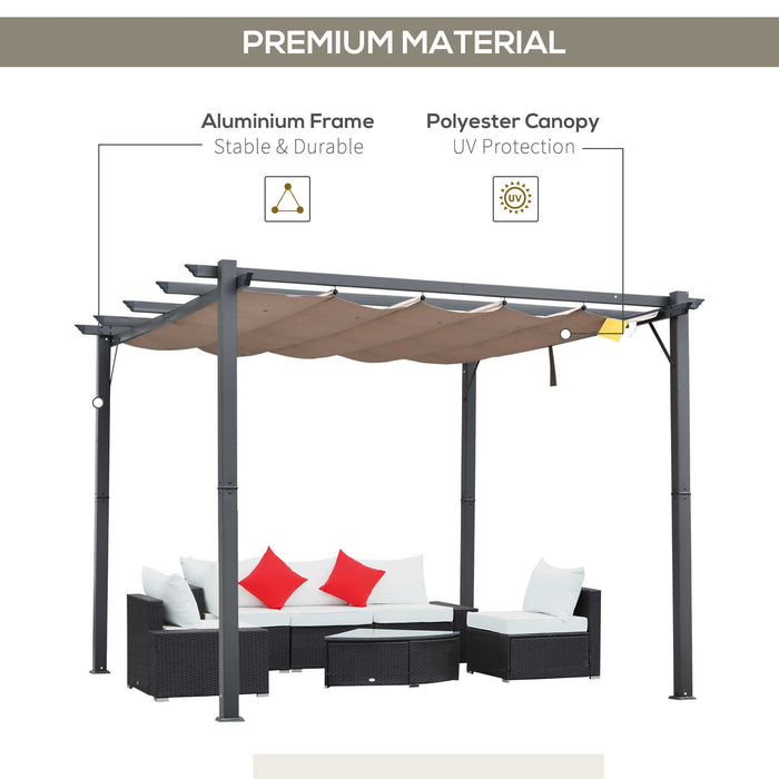 Aluminium Pergola Canopy Gazebo - 3x3 Meter Outdoor Garden Sun Shade Shelter with Awning - Ideal for Marquee Parties and BBQs