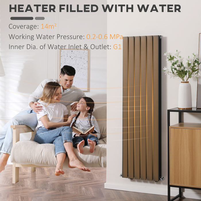 Space Heater 46x160cm - Water-Filled Quick Warm-Up Horizontal Designer Radiator - Ideal for Living Rooms, Studies, and Bathrooms in Grey