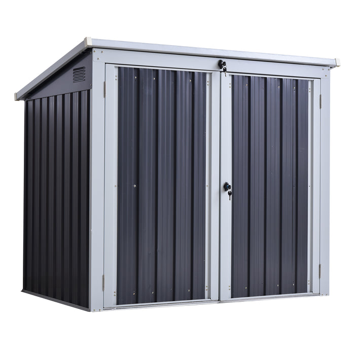 5ft x 3ft Garden 2-Bin Storage Shed - Corrugated Steel, Locking Doors, Outdoor Dustbin Unit - Keeps Garbage Discreet and Secured