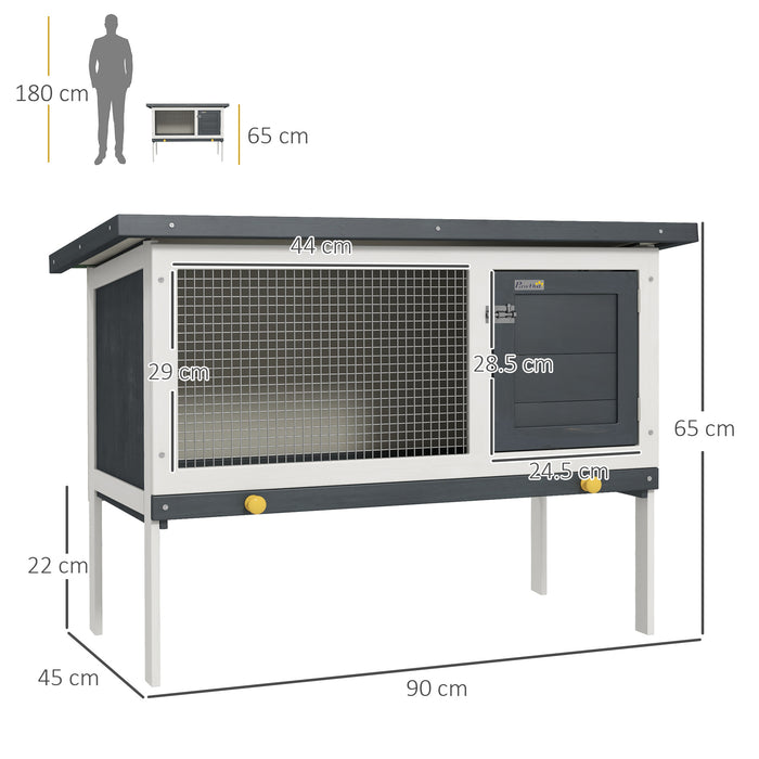 Wooden Small Animal Home - Rabbit Hutch with Pull Out Dropping Tray and Lockable Door - Sturdy Pet Shelter with Weatherproof Asphalt Roof, Ideal for Bunnies and Small Pets