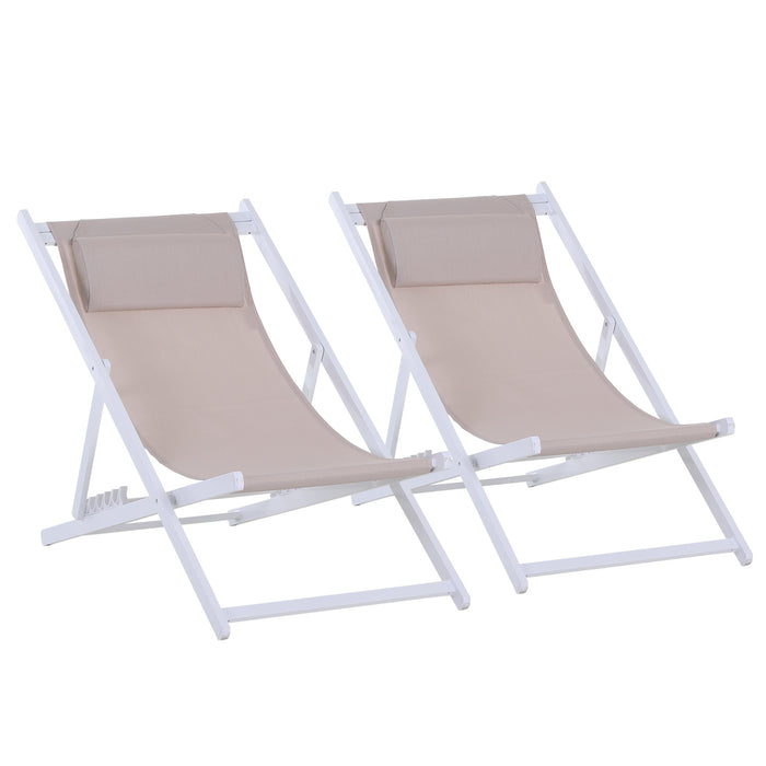 Folding Garden Beach Deck Chairs, Set of 2 - Seaside Patio Lounger, Compact & Portable - Ideal for Outdoor Relaxation and Sunbathing