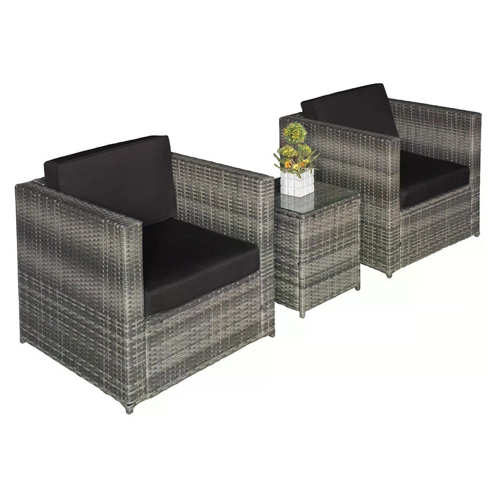 2 Seater Rattan Sofa Set with Cushions - Durable Steel-Framed Outdoor Garden Furniture - Ideal for Patio Comfort and Entertaining