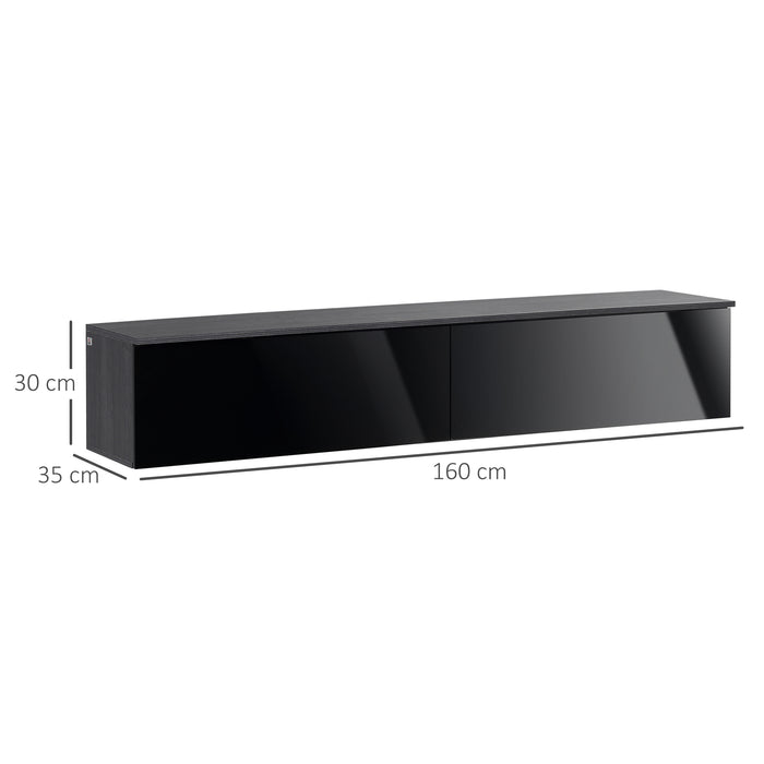 High Gloss Floating TV Stand for 70-inch Screens - Wall-Mounted Entertainment Unit with Storage - Modern Media Console for Living Room Spaces