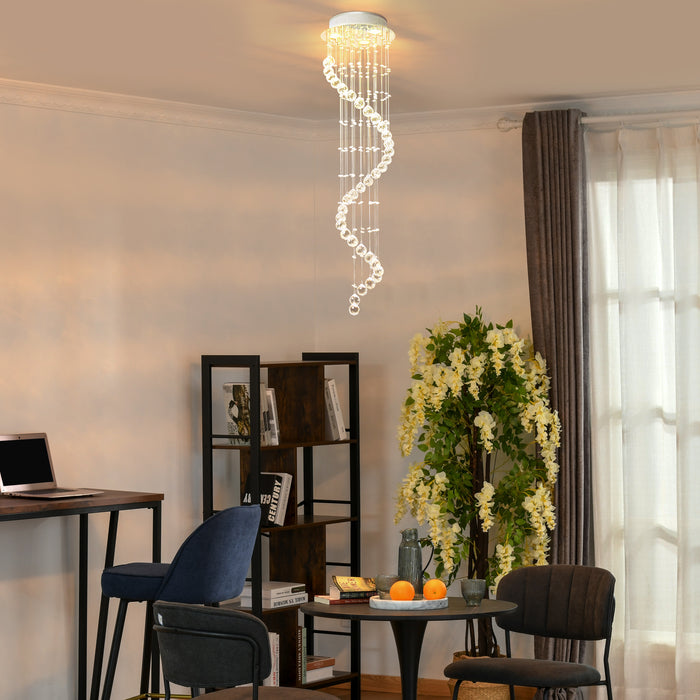 Spiral Crystal Chandelier - Dazzling 160 Octagon-Shaped Crystals - Elegant Lighting Fixture for Home Decor