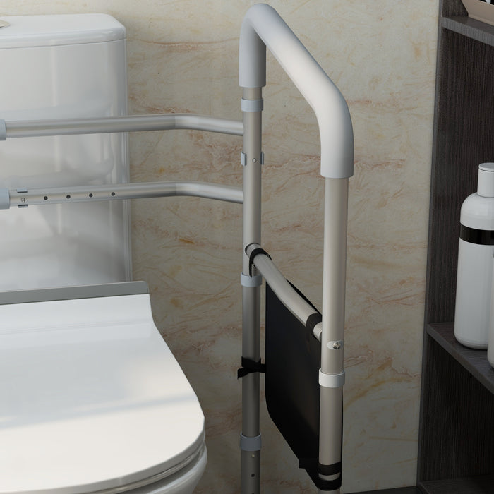 Height & Width Adjustable Toilet Safety Frame with Arms - Freestanding Handrail Grab Bar with Additional Suction Cups - Elderly and Disabled 136kg Support Capacity