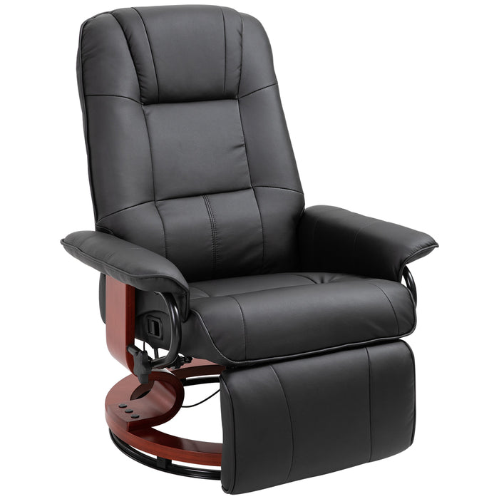 Manual Reclining Armchair - Faux Leather Upholstered Sofa with Wooden Base - Comfort Seating for Living Room and Bedroom