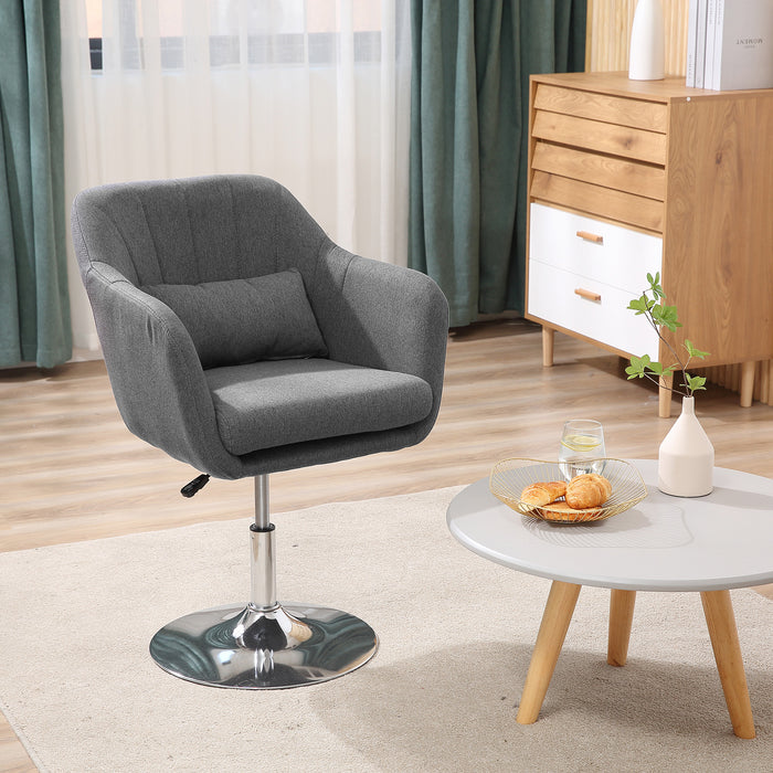 Contemporary Swivel Accent Chair with Adjustable Height - Vanity Armchair, Thick Cushion, & Lumbar Support - Ideal for Bedroom Comfort & Style