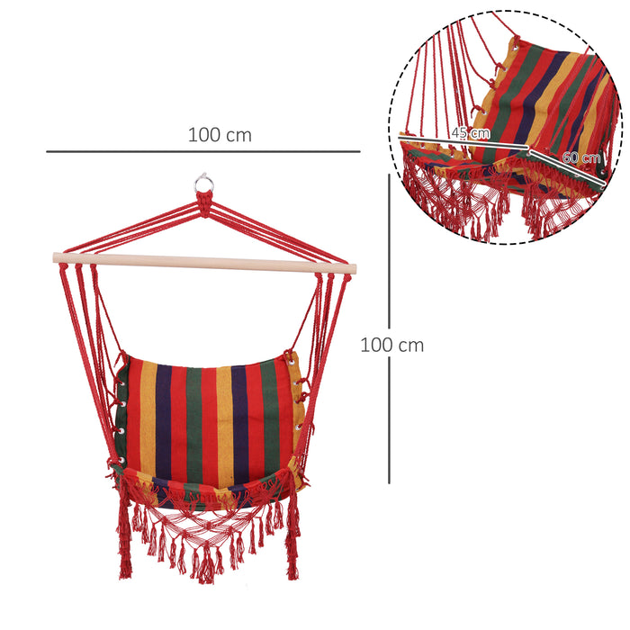 Colorful Striped Hammock Chair Swing - Durable Indoor/Outdoor Hanging Tree Seat - Comfortable Porch and Garden Relaxation Furniture