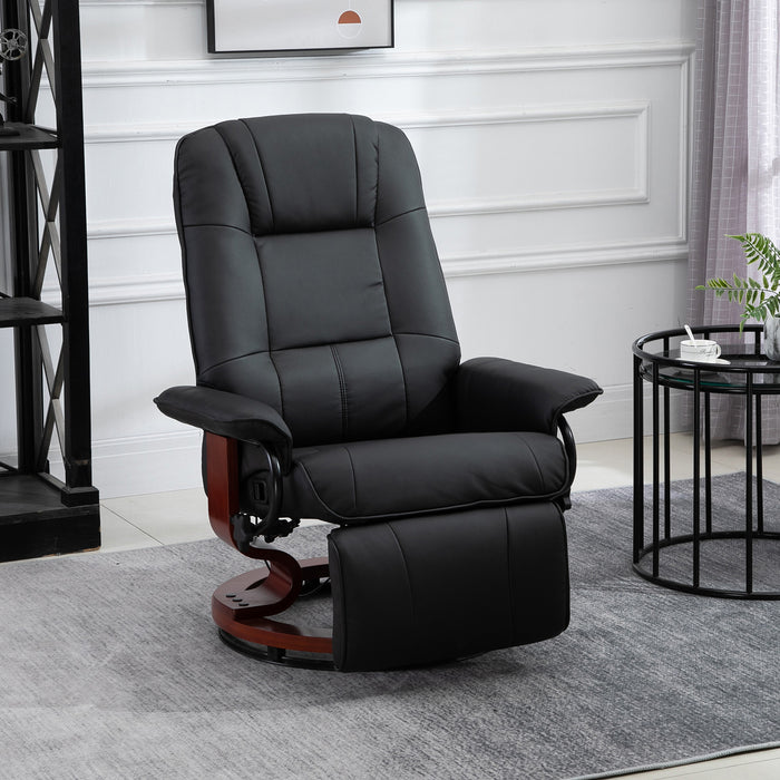 Manual Reclining Armchair - Faux Leather Upholstered Sofa with Wooden Base - Comfort Seating for Living Room and Bedroom