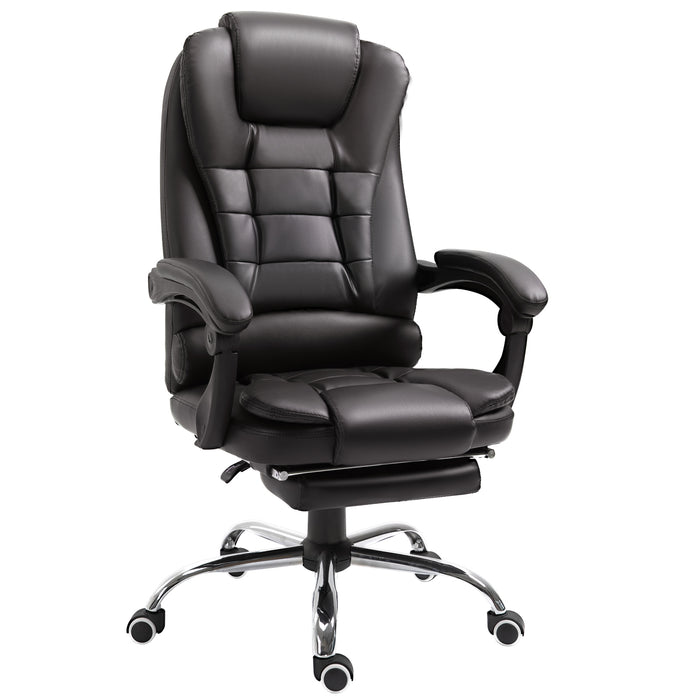 Executive High-Back Swivel Chair with Retractable Footrest - PU Leather, Adjustable Height & Reclining - Comfort for Office Professionals