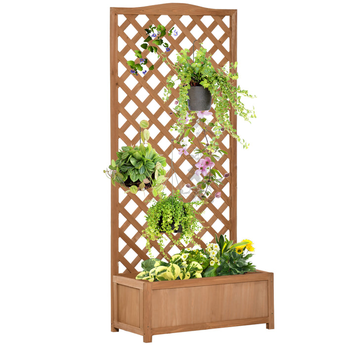 Garden Planter with Trellis - Free-Standing Wooden Raised Flower Bed with Lattice for Climbing Plants, 76x36x170 cm, Brown - Ideal for Patio, Balcony, or Yard Gardening