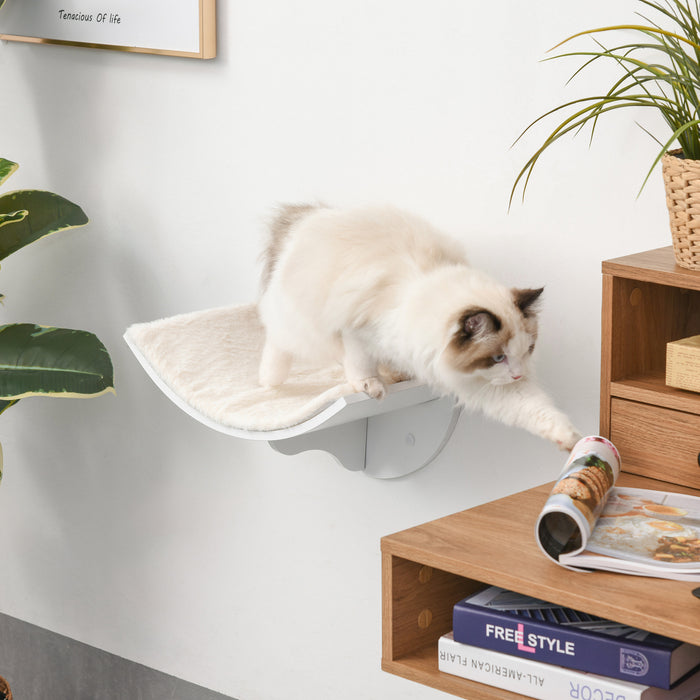 Curved Wooden Wall Shelves for Cats - Mountable Kitten Bed and Climbing Perch with Shelter - Space-Saving Cat Furniture for Lounging and Play