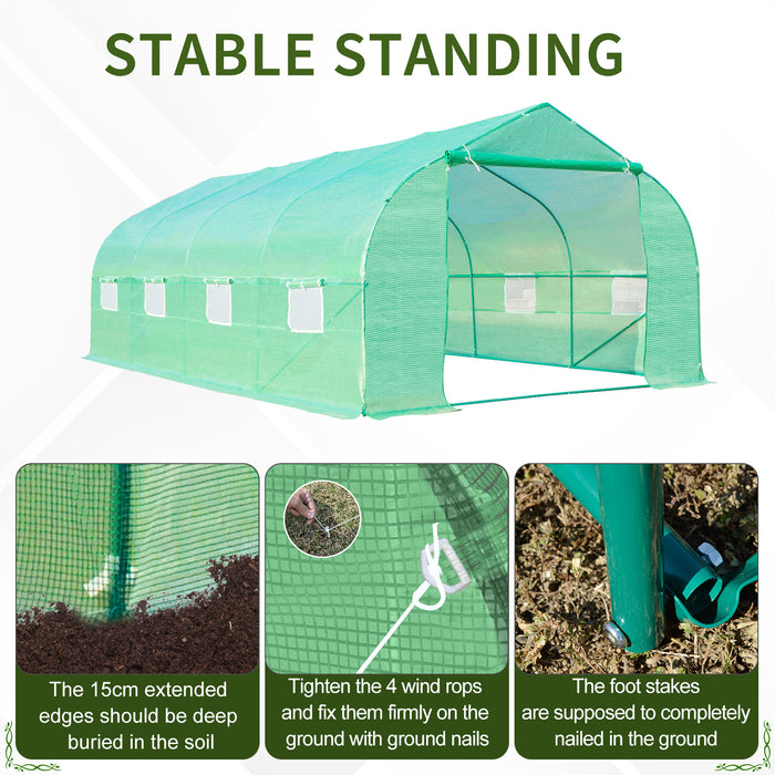 Large Walk-In Polytunnel Greenhouse - 6x3m with Sturdy Metal Frame, Roll-Up Windows & Zippered Door - Perfect for Gardeners & Plant Protection