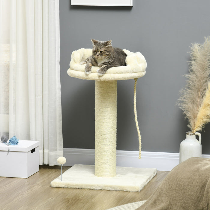 Cat Tree Playground - Sisal-Wrapped Scratching Post in Cream - Ideal for Cat Climbing & Scratching Needs