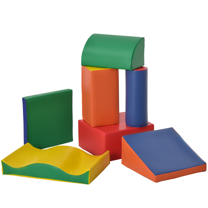 Soft Play 7-Piece Blocks - Climb & Crawl Foam Building Set for Toddlers - Safe, Non-Toxic Stacking Toys for Early Education and Active Play