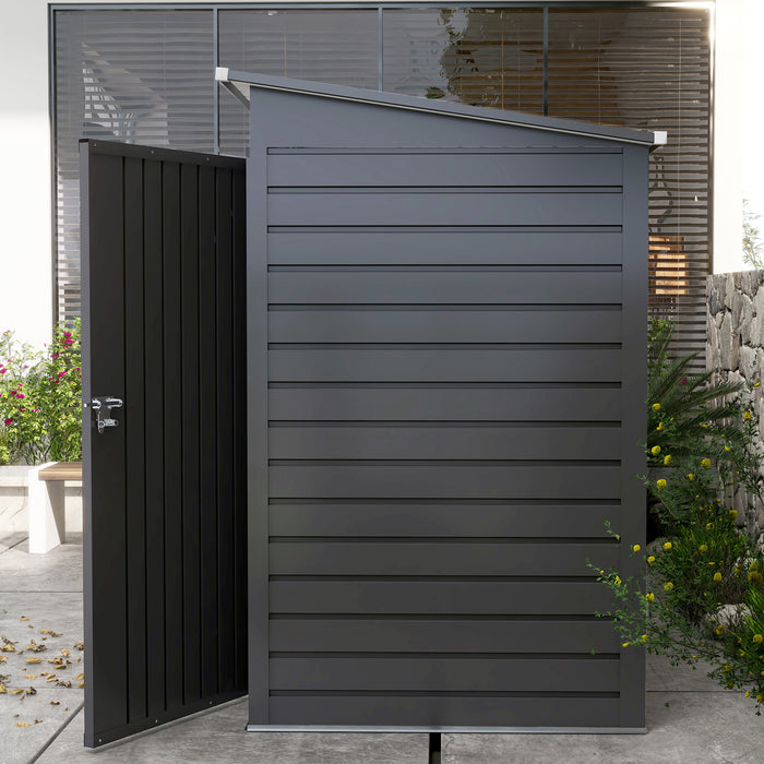 Galvanized 8x4 ft Garden Storage Shed - Metal Outdoor Unit with Dual Entry and Ventilation - Ideal for Lawn Equipment and Tools Storage