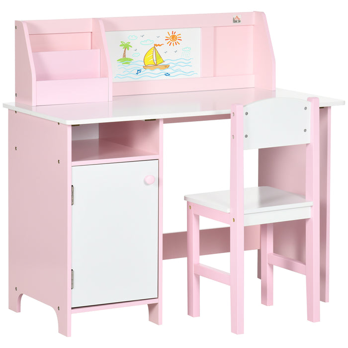 Kids Playtime Furniture - Two-Piece Pink Table and Chair Set with Whiteboard Top - Perfect for Creative Toddlers