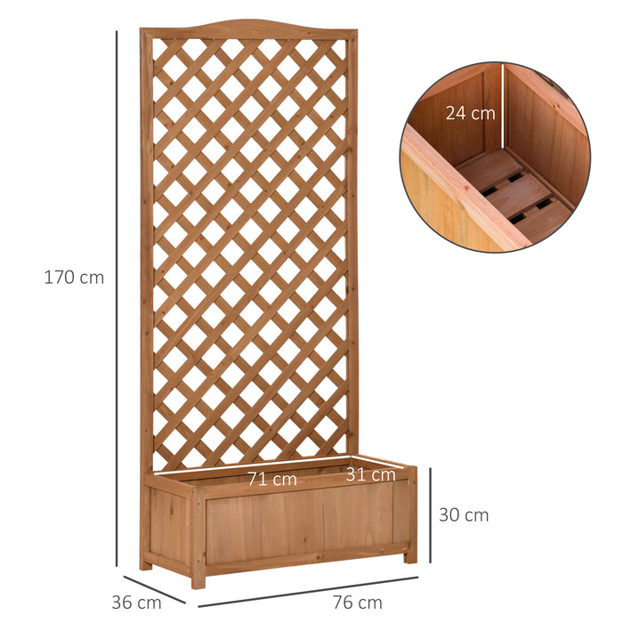 Garden Planter with Trellis - Free-Standing Wooden Raised Flower Bed with Lattice for Climbing Plants, 76x36x170 cm, Brown - Ideal for Patio, Balcony, or Yard Gardening