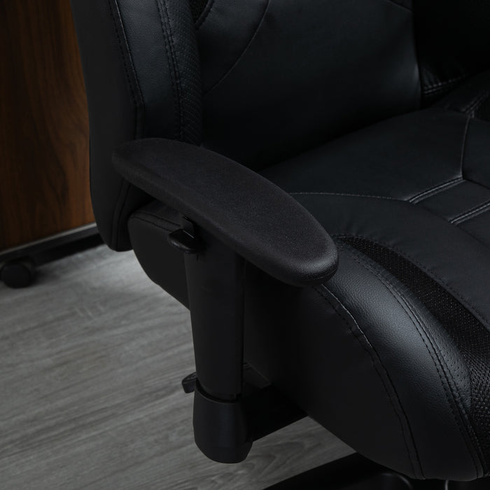 Executive Mesh & Faux Leather High Back Chair - Swivel Wheels, Height & Armrest Adjustable, Gaming Office Seat - Ideal for Gamers & Professionals