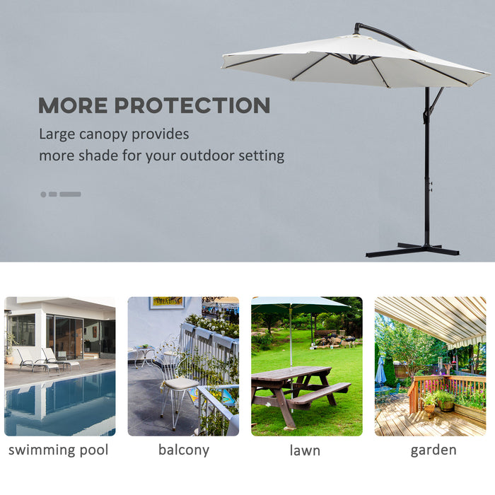 Banana Parasol Cantilever Umbrella with Crank - 3m Hanging Sun Shade, 8-Rib Structure, Cross Base - Ideal for Garden and Outdoor Relaxation