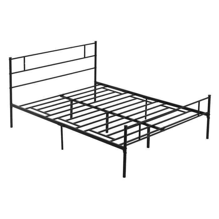 King Size Sturdy Metal Bed Frame with Headboard & Footboard - Robust Bedstead Base with Slat Support and Ample Underbed Storage - Ideal Bedroom Furniture for Spacious, Organized Sleeping Area