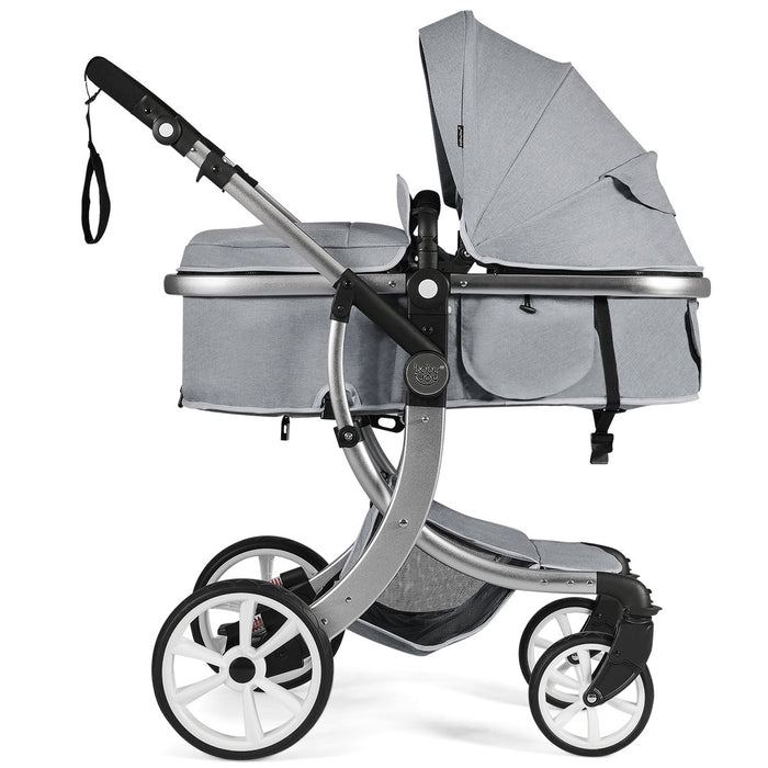 Foldable Baby Stroller with Accessories - 2 in 1 Design, Rain Cover & Mosquito Net, Beige - Perfect for Secure, Convenient Baby Transportation