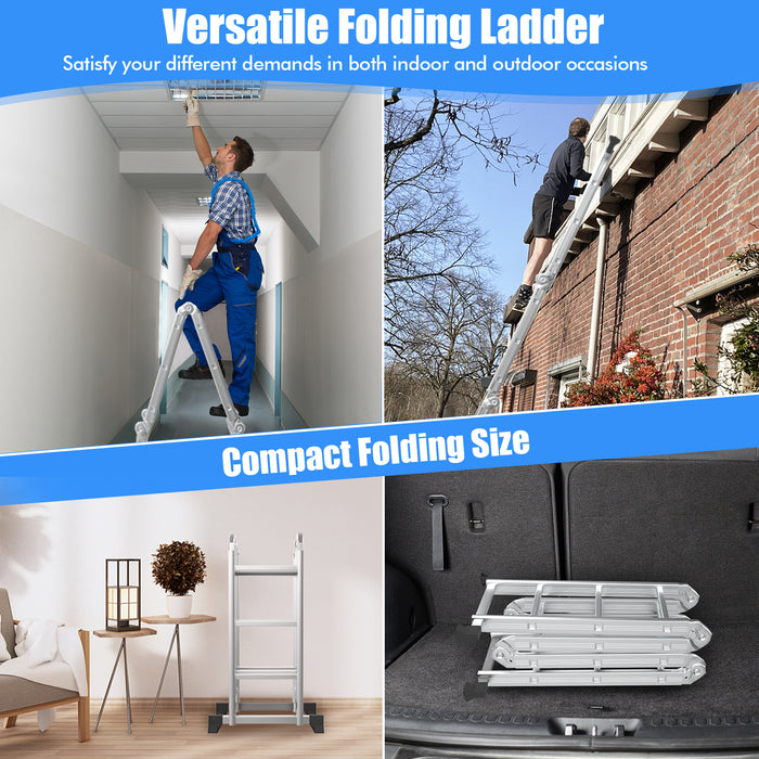 7-in-1 Folding Multi-Purpose Ladder - Versatile Extension Aluminum Build - Ideal for Home Repair and DIY Projects