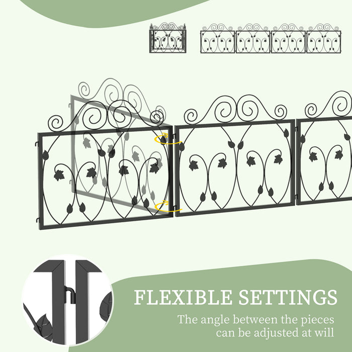 Metal Wire Garden Fencing 4-Pack - Scroll Design Flower Border Edging with Animal Barrier Features - Enhances Landscape and Protects Gardens