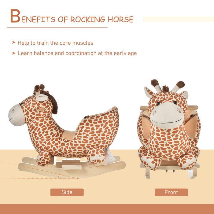 Giraffe-Themed Rocker with Sound Effects - Plush Rocking Horse Toy for Toddlers - Interactive Play and Development for Young Children