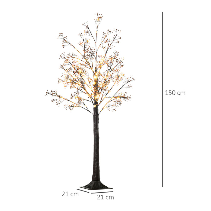 Artificial 5ft Gypsophila Blossom Tree with LED Lights - Warm White Illumination with 96 LEDs, Baby Breath Flower Design - Perfect for Weddings, Parties, and Home Decor Indoor/Outdoor Use