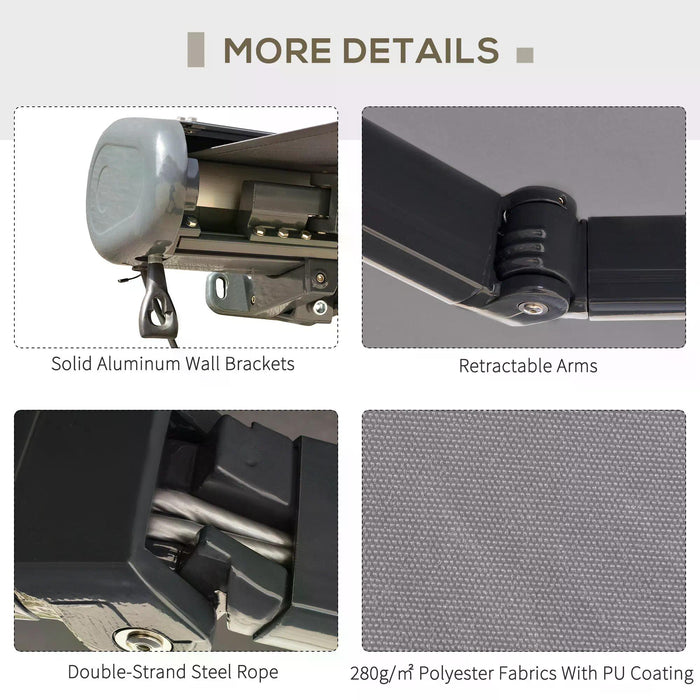 Electric Motorized Cassette Awning - Retractable Sun Shade for Doors, Windows, and Patios with Remote Control, 300x250cm in Grey - Ideal Outdoor Shade Solution for Homeowners