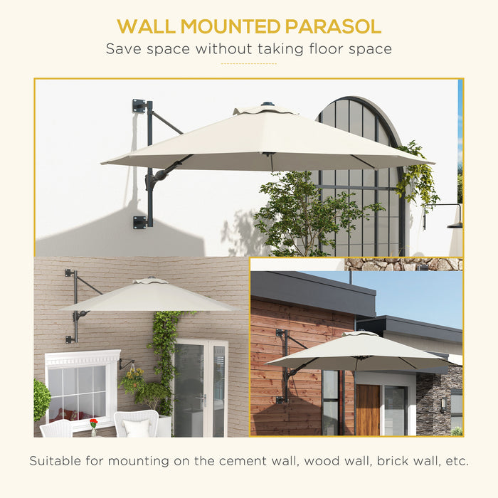 Wall Mounted Parasol with Air Vent - Beige Garden Patio Sun Shade Canopy - Ideal Outdoor Umbrella for UV Protection and Comfort