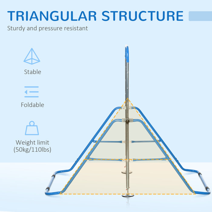 Kids' Gymnastics Training Bar - Foldable Horizontal Bars, Adjustable Height, Sturdy Triangle Base, Vibrant Blue - Perfect for Budding Gymnasts and Home Practice