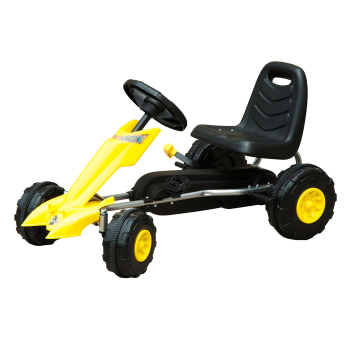 Pedal Go Kart - Durable Yellow & Black Racing Cart for Kids - Outdoor Fun and Exercise Vehicle