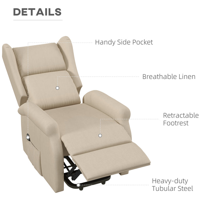 Fabric Electric Recliner Chair with Remote Control - Beige, Comfortable Armchair for Living Room - Ideal for Elderly, Easy Mobility & Relaxation