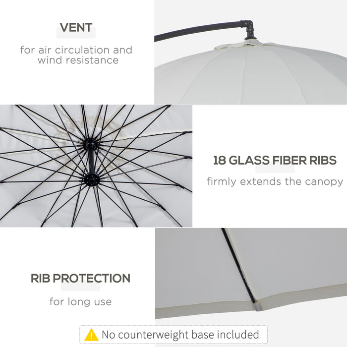 Cantilever Shanghai Parasol - Garden Hanging Banana Sun Umbrella with Crank Handle, 18 Sturdy Ribs, Cross Base - Perfect Shade Solution for Outdoor Spaces