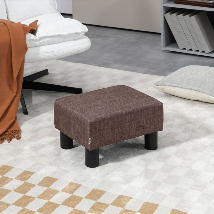 Linen Upholstered Ottoman Cube - Footstool with Durable Plastic Legs - Versatile Furniture Piece for Seating & Home Decor