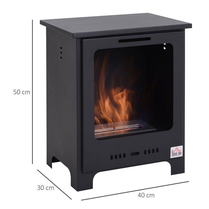 Bioethanol Fireplace with 1.5L Tank - Freestanding, 3-Hour Burn Time, Indoor Use, Sleek Black Design - Cozy Ambiance for Home Living Spaces