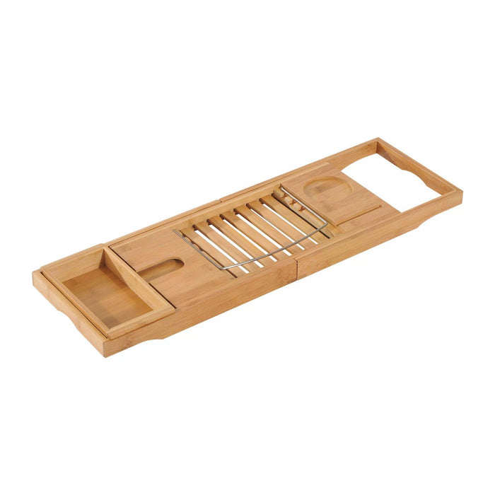 Bamboo Bath Caddy Tray - Extendable Shelf Rack with Adjustable Size from 75 to 109cm in Length - Spa Experience for Relaxing Bathroom Organization