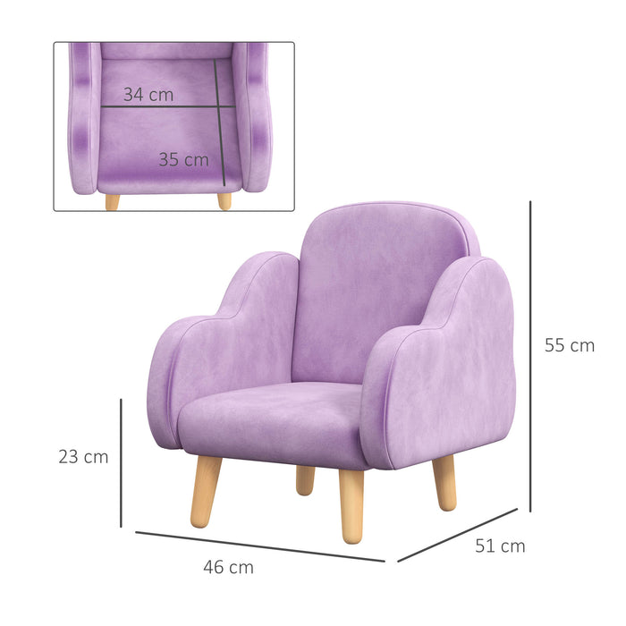 ErgoKids Cloud Chair - Comfy Ergonomic Toddler Armchair in Purple - Perfect Mini Sofa for Children's Playroom, Ages 1.5-5 Years