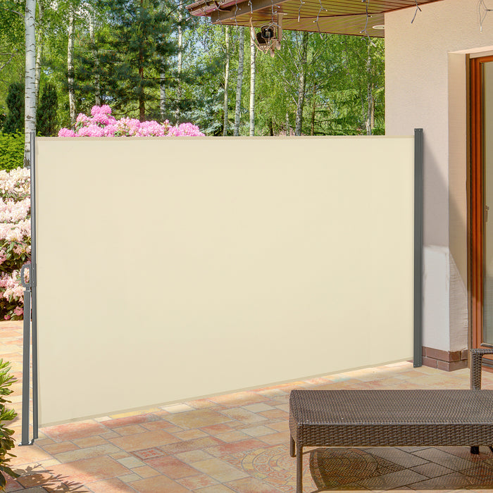 Retractable Sun Side Awning - Garden Patio Privacy Screen Divider, 3x1.6M Cream White - Ideal for Balcony Wall & Outdoor Fencing Solutions