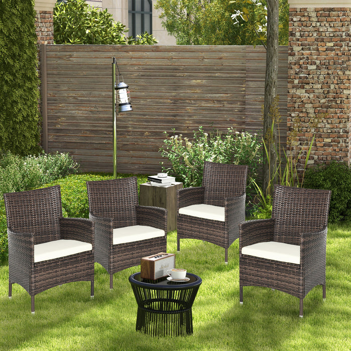 4-Piece Rattan Chair Set - Cushioned Patio Sofa Chairs for Outdoor Living - Ideal for Backyard Comfort and Entertainment