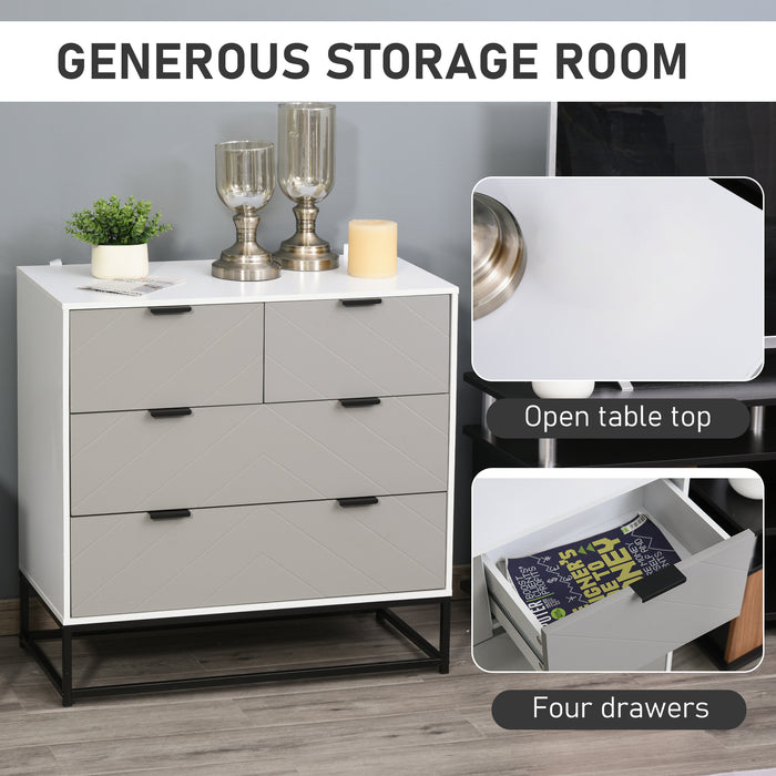 Freestanding Bedroom Dresser - Spacious Chest of Drawers with Sleek Metal Handles - Ideal Storage Solution for Bedroom and Living Room