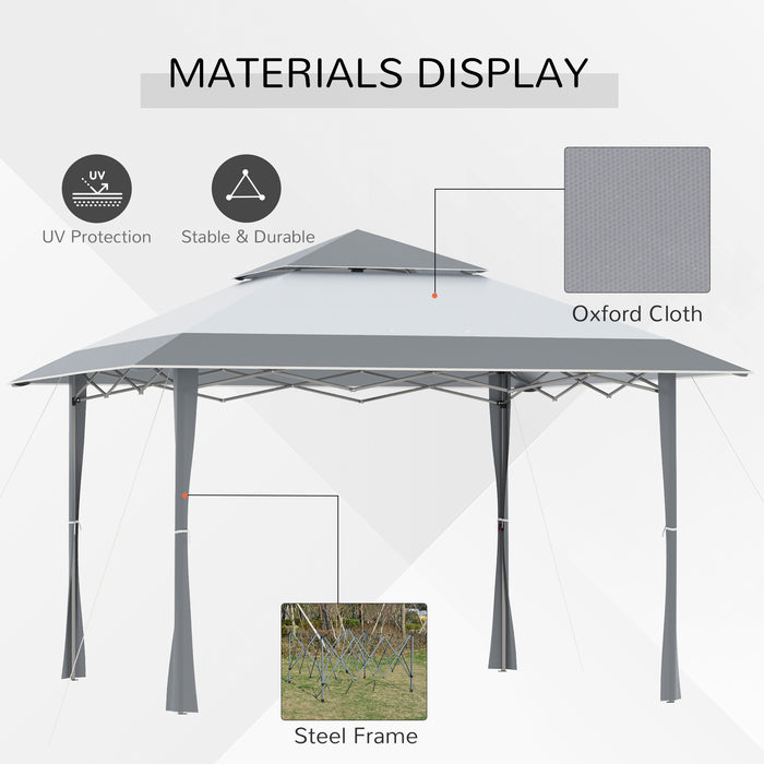 Pop-Up Canopy Gazebo with Roller Bag - Adjustable Legs, Steel Frame, 4 x 4m, White & Grey Color Scheme - Ideal for Outdoor Parties and Events