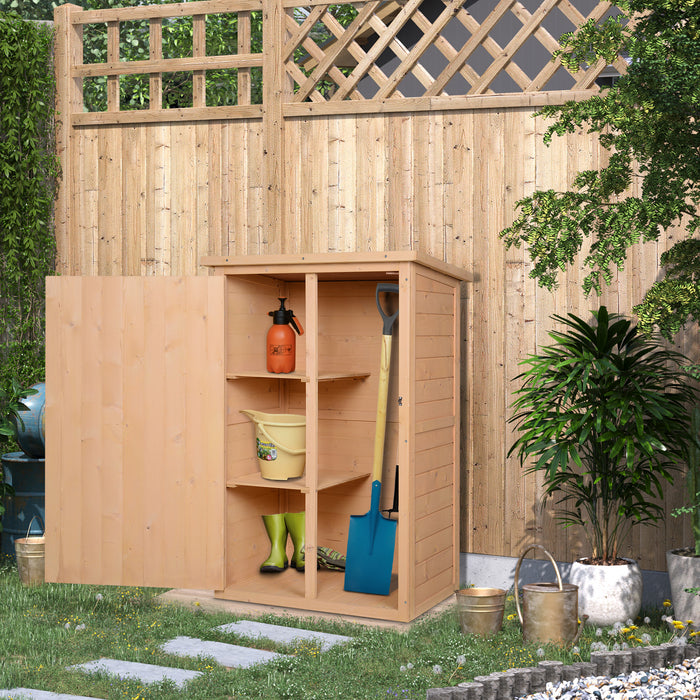 Outdoor Fir Wood Tool Shed - Garden Storage Cabinet with Shelves, 75 x 56 x 115 cm - Ideal Organizer for Yard Tools and Equipment