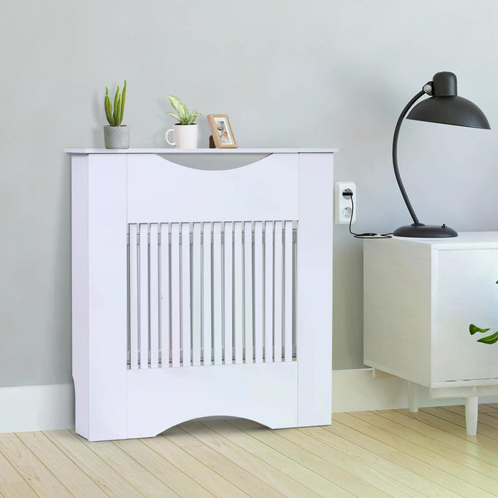 E1 Class Radiator Cover - 12mm Thick MDF Engineered Wood, 78cm Width - Sleek White Home Heating Solution for Safety and Décor