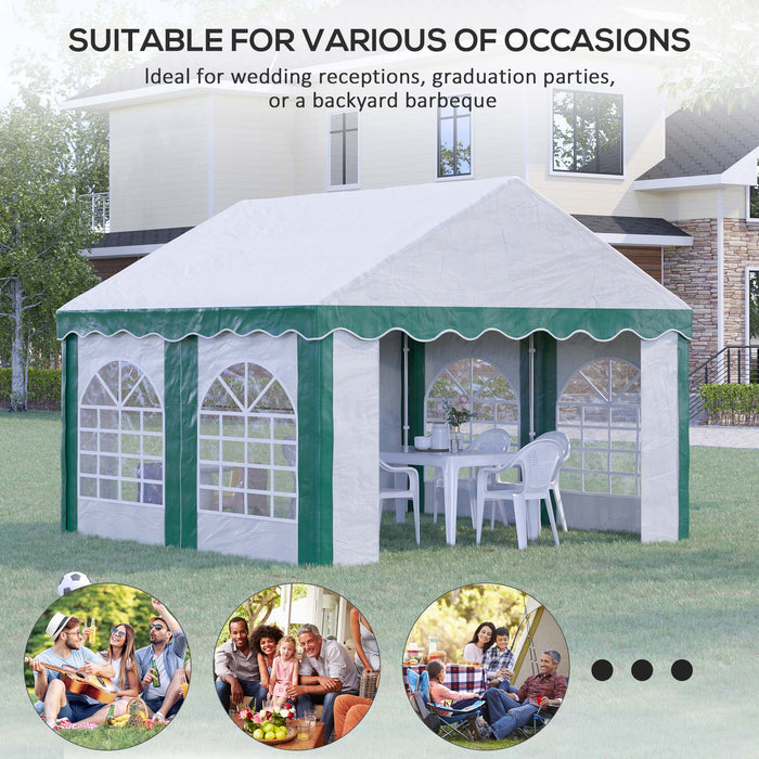 Garden Gazebo Marquee with Sides 4x4m - Galvanised Party Tent with Windows and Double Doors - Ideal for Weddings, Parties, and Outdoor Events